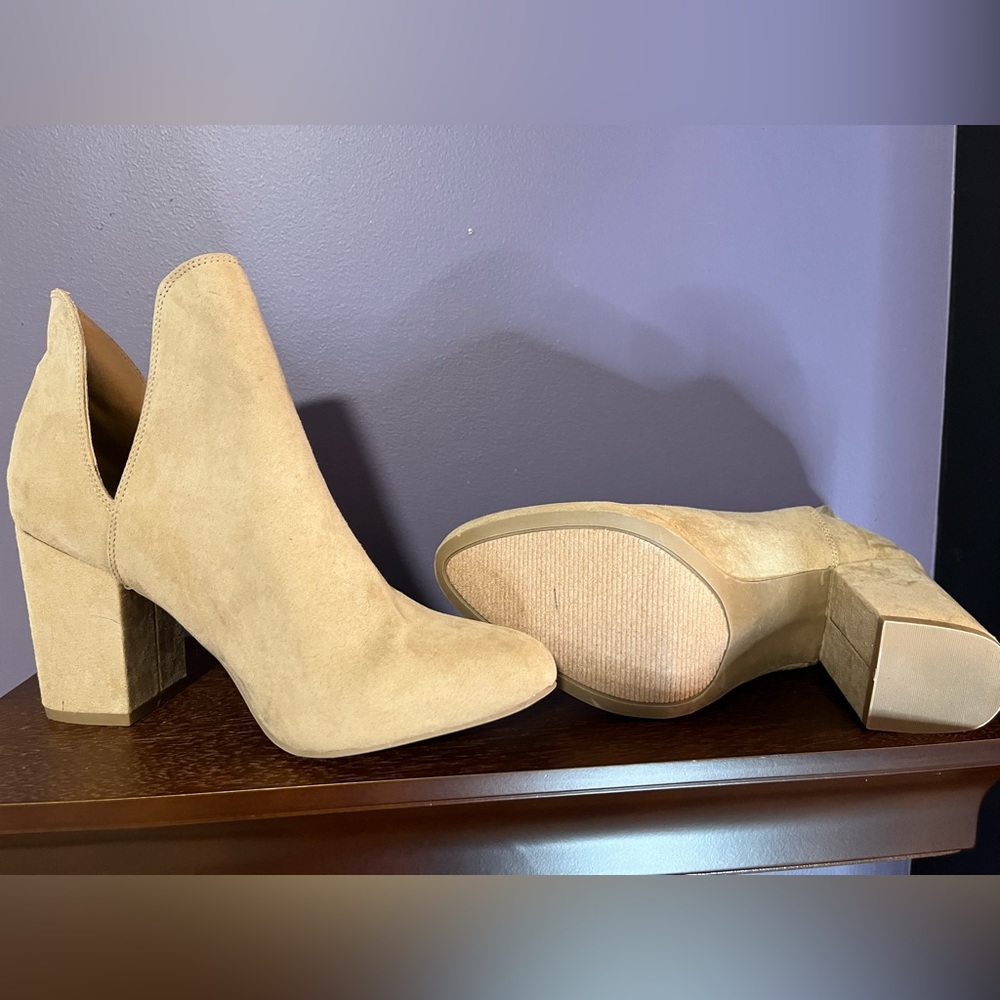 Tan booties, never worn!